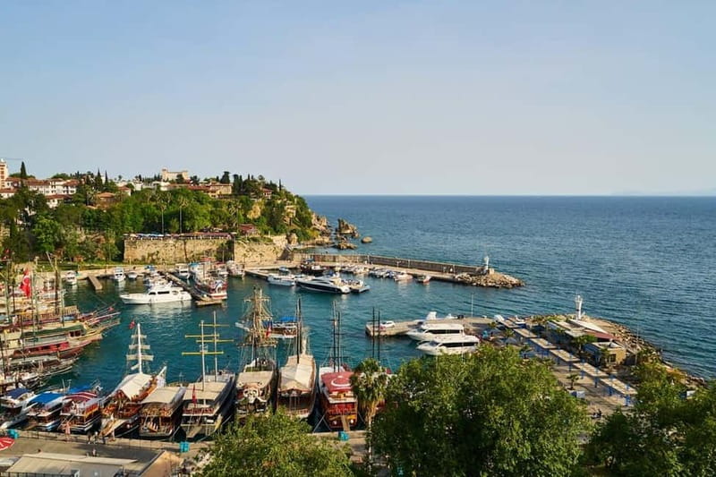 Antalya: 2-hourYachtTour toLowerDudenFalls with audioİnfo - Getting to the Old City Harbor Elevator at 12:30