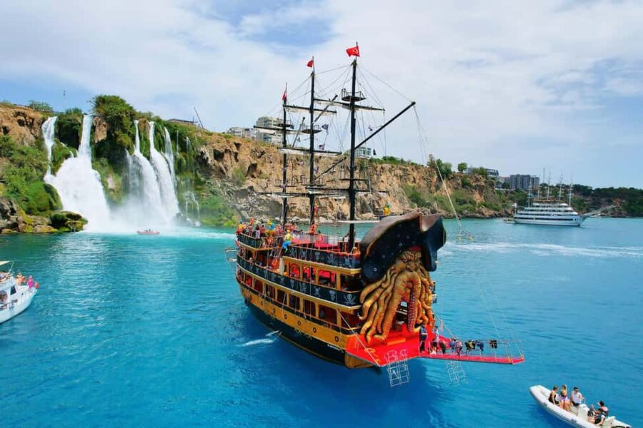 Antalya: Lara Pirate Boat Trip with Unlimited Soft Drinks - Boarding the pirate ship: sun lounges, safety, and onboard comfort