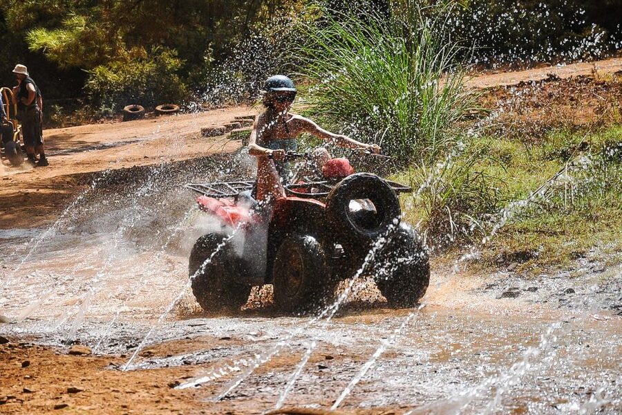 Antalya: Quad Safari Experience with Hotel Transfer - Getting set up right: automatic quads, helmets, and dust protection