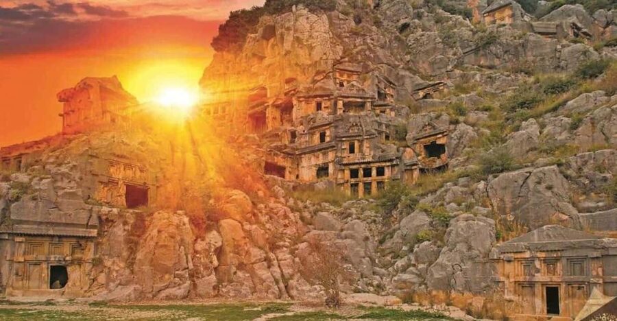 Kemer Demre Myra Kekova Tour - Myra-Lycia: amphitheater scale and Lycian tomb details you can actually see
